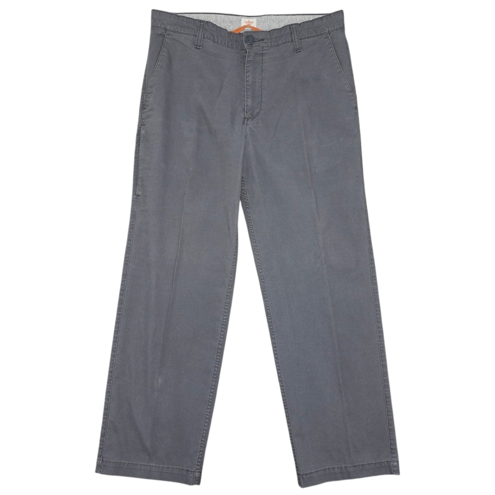 34x30 Dockers Signature Iron Free Gray Khaki Pants Flat Front Chino Classic Fit